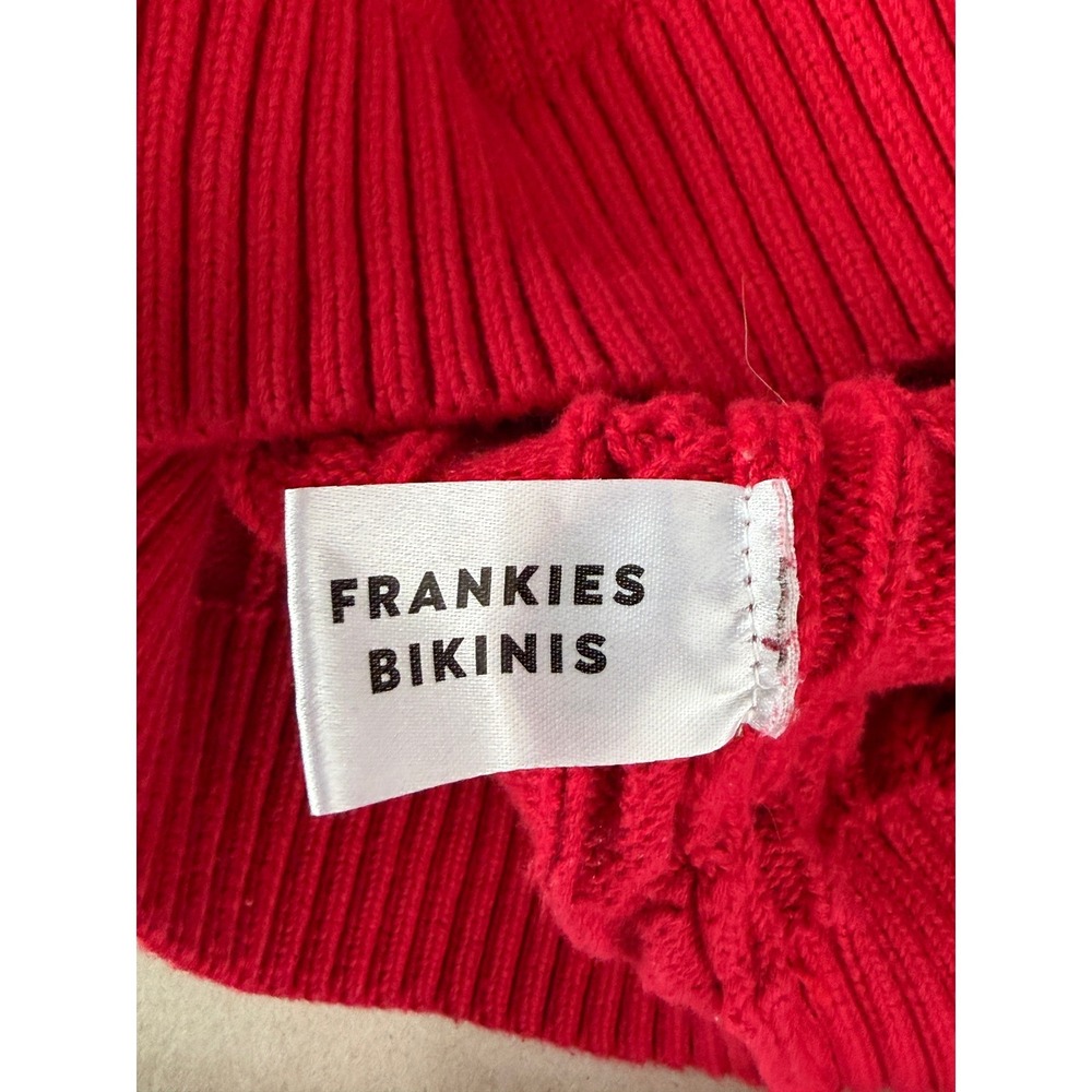 Frankies Bikinis Dudley Cable Knit Sweater Womens M Red Cropped Beach Layering - Picture 8 of 10